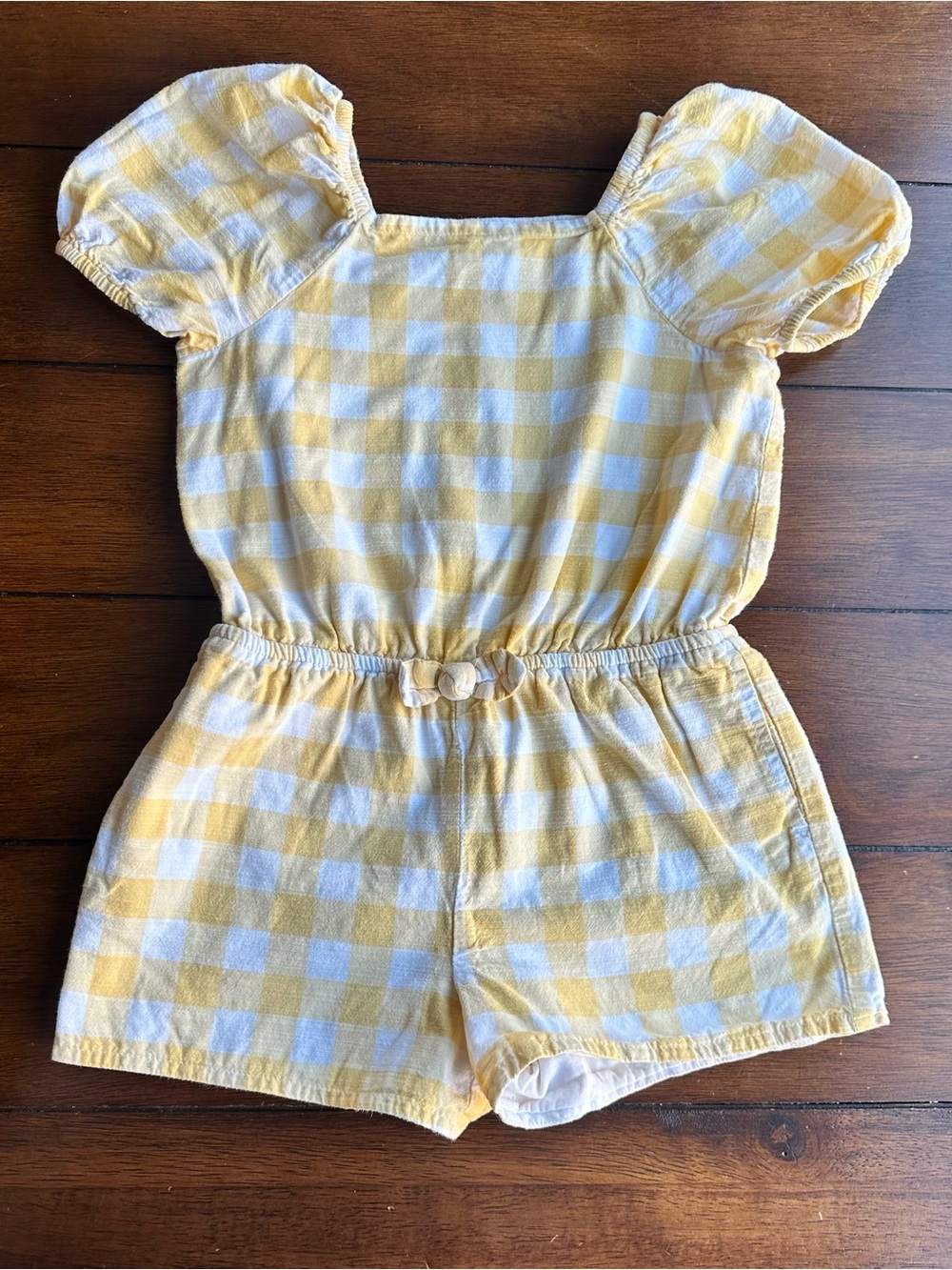 Girls Cat & Jack Yellow Gingham Romper | Size 4T